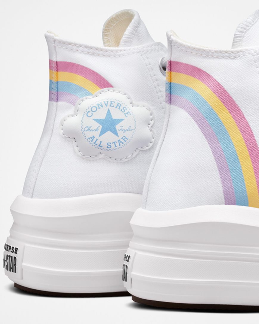 Dívčí Boty Na Platformy Converse Chuck Taylor All Star Move Rainbow Cloud Vysoké Bílé Blankyt Růžové | CZ ZRDU86